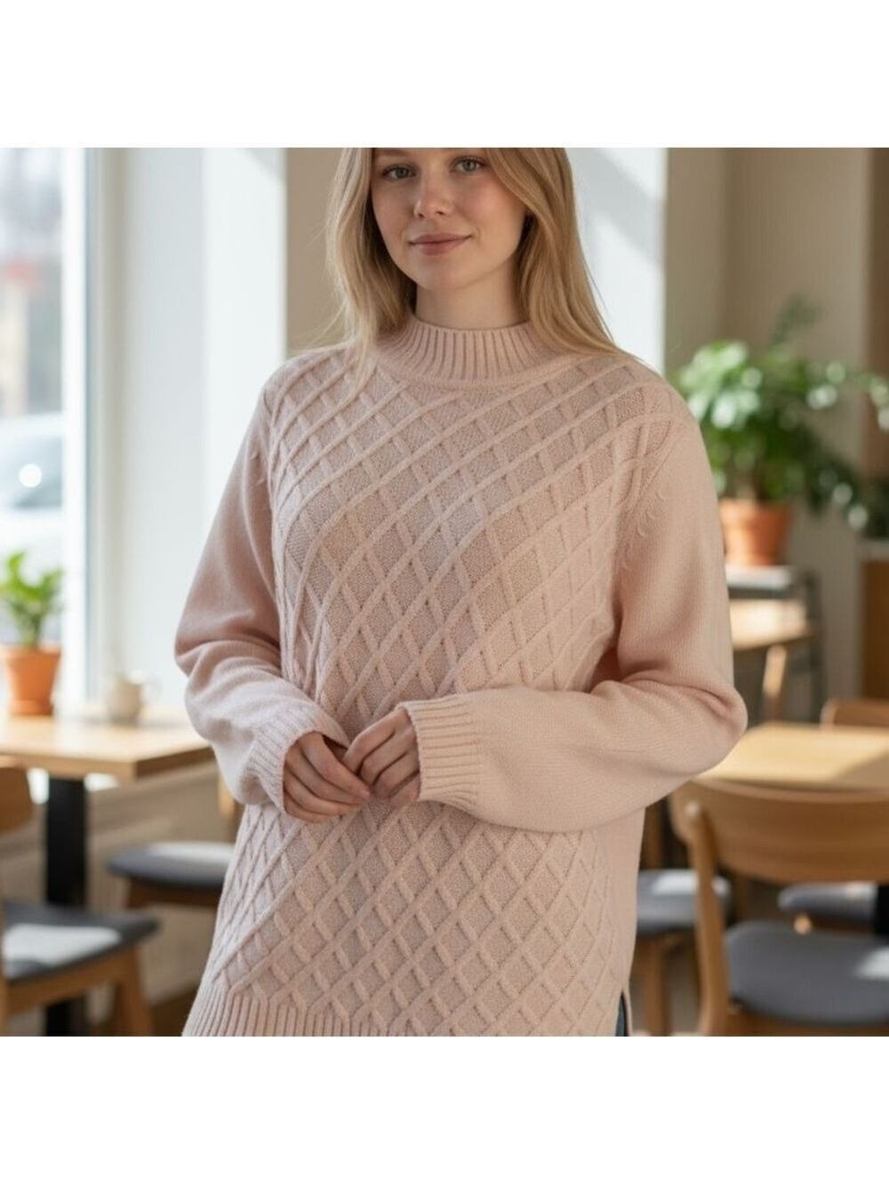 Salon Studio Pink Oversized Sweater Winter Comfy
